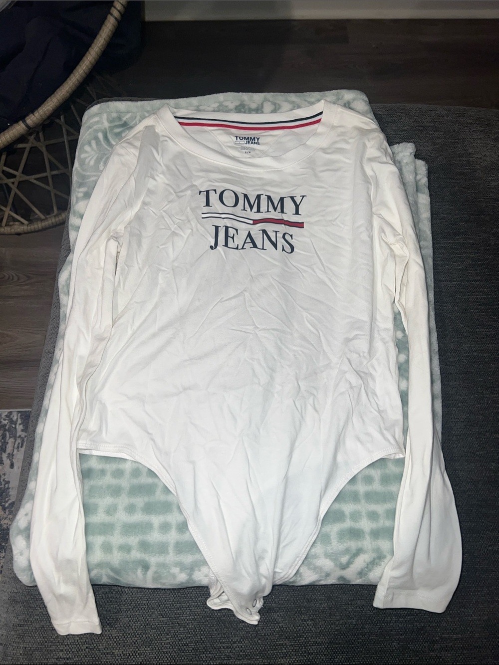 Tommy Hilfiger White Long Sleeve Tommy Jeans Logo Bodysuit
